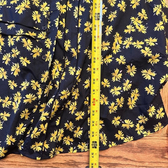 Derek Lam Collective Yellow Floral Pleated Flowy Dress Button Sz 36 US XS-SM - Picture 10 of 10